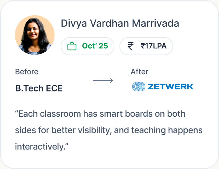 Placed-student card on the March 2026 page: name, join date, package, before and after, and a quote